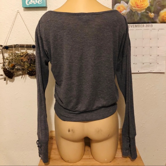 Grey Sweater w/ Lace-up Detail at Cuffs - Picture 3 of 6